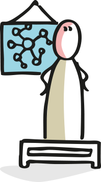 Illustration of person accompanying diagram on board.