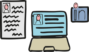 Illustration of screen showing LinkedIn profile