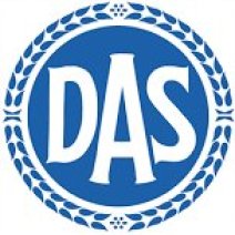 Blauw-wit DAS logo in een cirkel